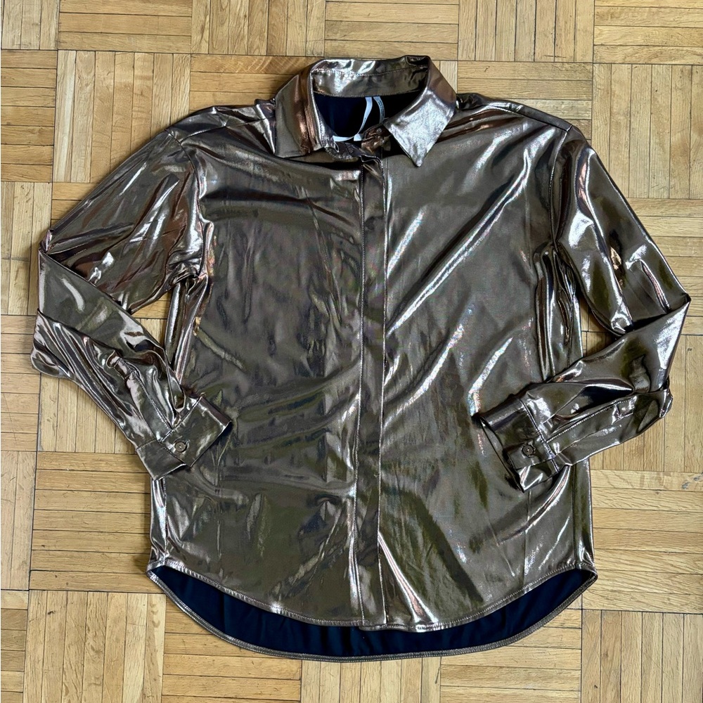 ANTHROPOLOGIE Gillian Liquid Shine Buttondown, Sz S